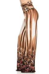 Niobe Clothing High Waisted Fold Over Wide Leg Gaucho Palazzo Pants (BRONZE) - pants