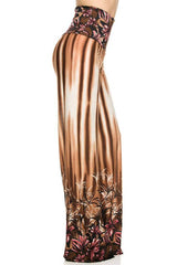 Niobe Clothing High Waisted Fold Over Wide Leg Gaucho Palazzo Pants (BRONZE) - pants