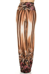 Niobe Clothing High Waisted Fold Over Wide Leg Gaucho Palazzo Pants (BRONZE) - pants