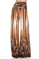 Niobe Clothing High Waisted Fold Over Wide Leg Gaucho Palazzo Pants (BRONZE) - pants