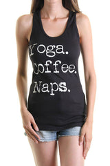 Yoga Coffee Naps Racerback Tank Top Tops- Niobe Clothing