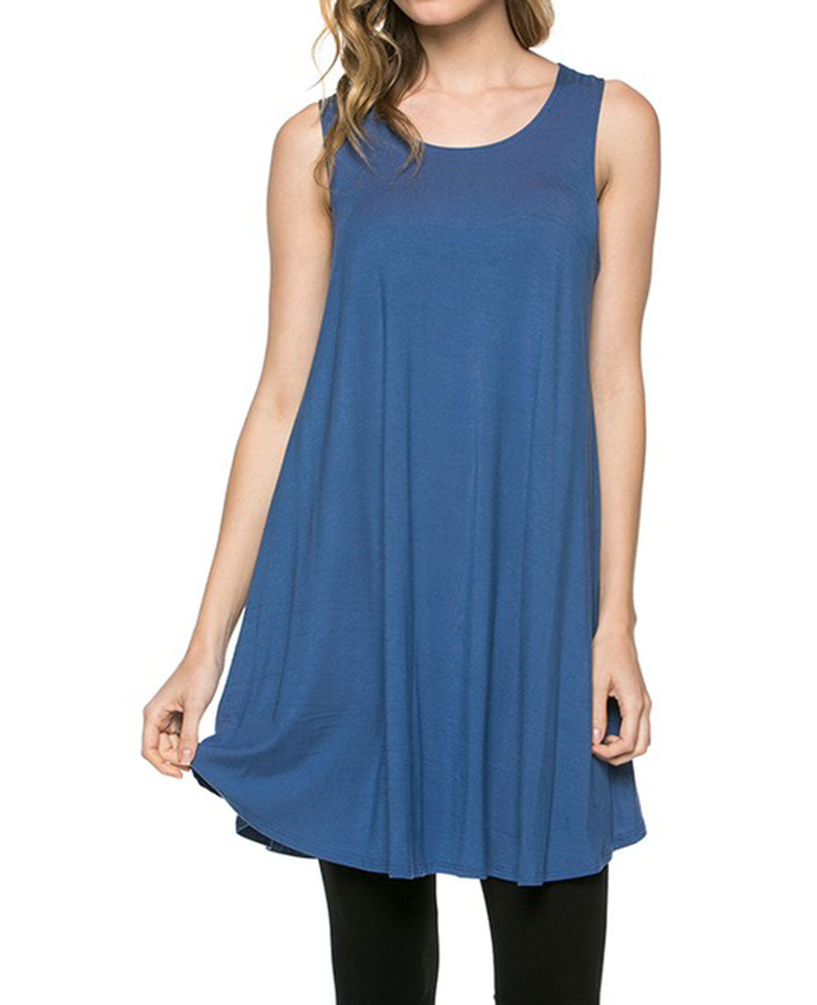 Azules Sleeveless A-line Tank Tunic - Tunics f_tops