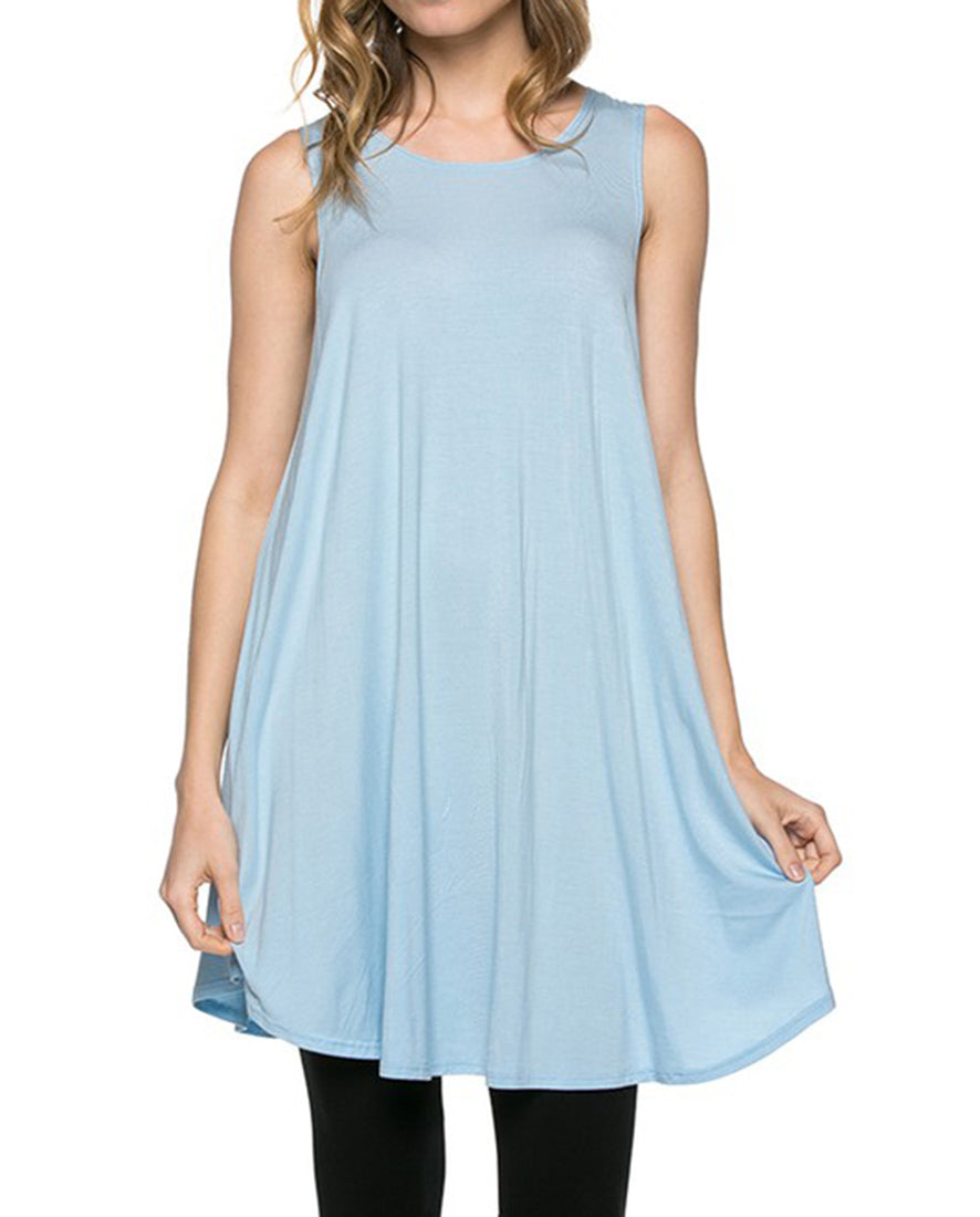 Azules Sleeveless A-line Tank Tunic - Tunics f_tops
