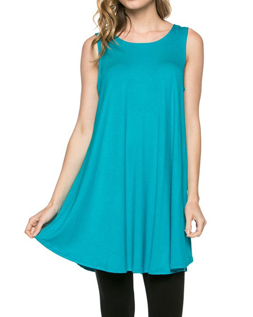 Azules Sleeveless A-line Tank Tunic - Tunics f_tops