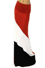 Niobe Clothing Form Fitting Waist Tri Colorblock Maxi Skirt - Skirts