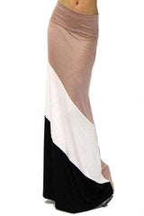 Niobe Clothing Form Fitting Waist Tri Colorblock Maxi Skirt - Skirts