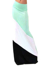 Niobe Clothing Form Fitting Waist Tri Colorblock Maxi Skirt - Skirts