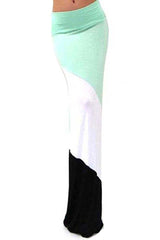 Niobe Clothing Form Fitting Waist Tri Colorblock Maxi Skirt - Skirts