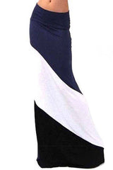 Niobe Clothing Form Fitting Waist Tri Colorblock Maxi Skirt - Skirts