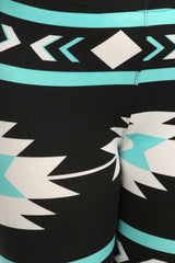 Niobe Clothing Mint Aztec Design Plus Size Capri Leggings - leggings