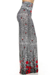 Niobe Clothing High Waisted Fold Over Wide Leg Gaucho Palazzo Pants (Graphite) - pants