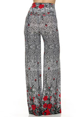 Niobe Clothing High Waisted Fold Over Wide Leg Gaucho Palazzo Pants (Graphite) - pants