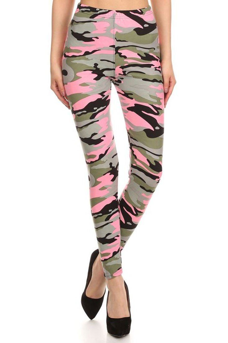 Niobe Clothing Light Pink Army Graphic Print Lined Leggings - Leggings p_leggings