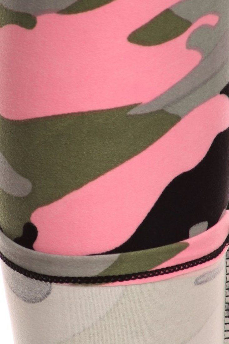 Niobe Clothing Light Pink Army Graphic Print Lined Leggings - Leggings p_leggings