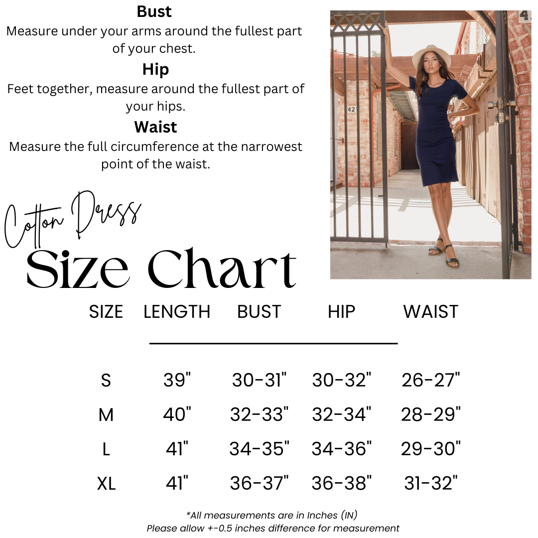 Zenana Cotton Short Sleeve Bodycon Fitted Knee Length Midi Dress - Dresses sb_dresses
