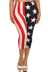 Niobe Clothing Patriotic Design Plus Size Capri Leggings - leggings
