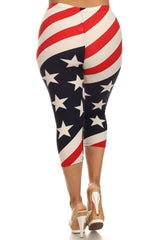Niobe Clothing Stars & Stripes Design Plus Size Capri Leggings - leggings