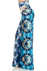 Niobe Clothing High Waist Foldover Boho Palazzo Pants (Ocean Blue) - pants