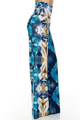 Niobe Clothing High Waist Foldover Boho Palazzo Pants (Ocean Blue) - pants