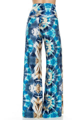 Niobe Clothing High Waist Foldover Boho Palazzo Pants (Ocean Blue) - pants