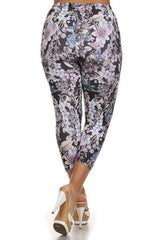 Niobe Clothing Floral Design Plus Size Capri Leggings - leggings