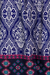 Niobe Clothing High Waist Fold Over Wide Leg Palazzo Pants (Royal Damask) - pants