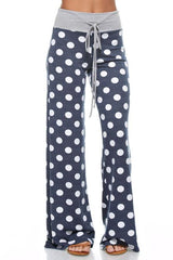 12Pm Mon Ami Polka Dot Casual Lounge Pants in Navy - pants
