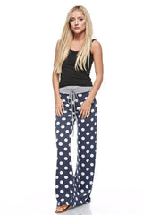 12Pm Mon Ami Polka Dot Casual Lounge Pants in Navy - pants