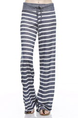 12Pm Mon Ami Stripe Print Casual Lounge Pants in Navy - pants