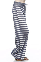 12Pm Mon Ami Stripe Print Casual Lounge Pants in Navy - pants