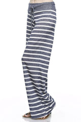 12Pm Mon Ami Stripe Print Casual Lounge Pants in Navy - pants
