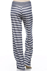 12Pm Mon Ami Stripe Print Casual Lounge Pants in Navy - pants