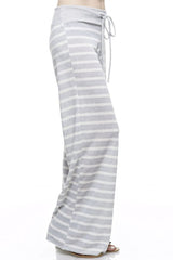 12Pm Mon Ami Stripe Print Casual Lounge Pants in Heather Grey - pants