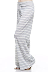 12Pm Mon Ami Stripe Print Casual Lounge Pants in Heather Grey - pants