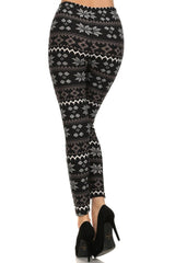 Niobe Clothing Grey Snowflakes Design Leggings - leggings