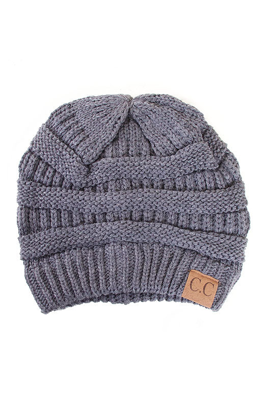 C.C. Two-Toned Unisex Soft Stretch Knit Slouchy Skull Beanie - Beanies Hats