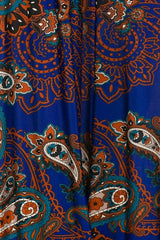 Niobe Clothing High Waist Fold Over Wide Leg Gaucho Palazzo Pants (Royal Koi) - pants
