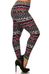 Niobe Clothing Pink Multi Plus Size Leggings - leggings