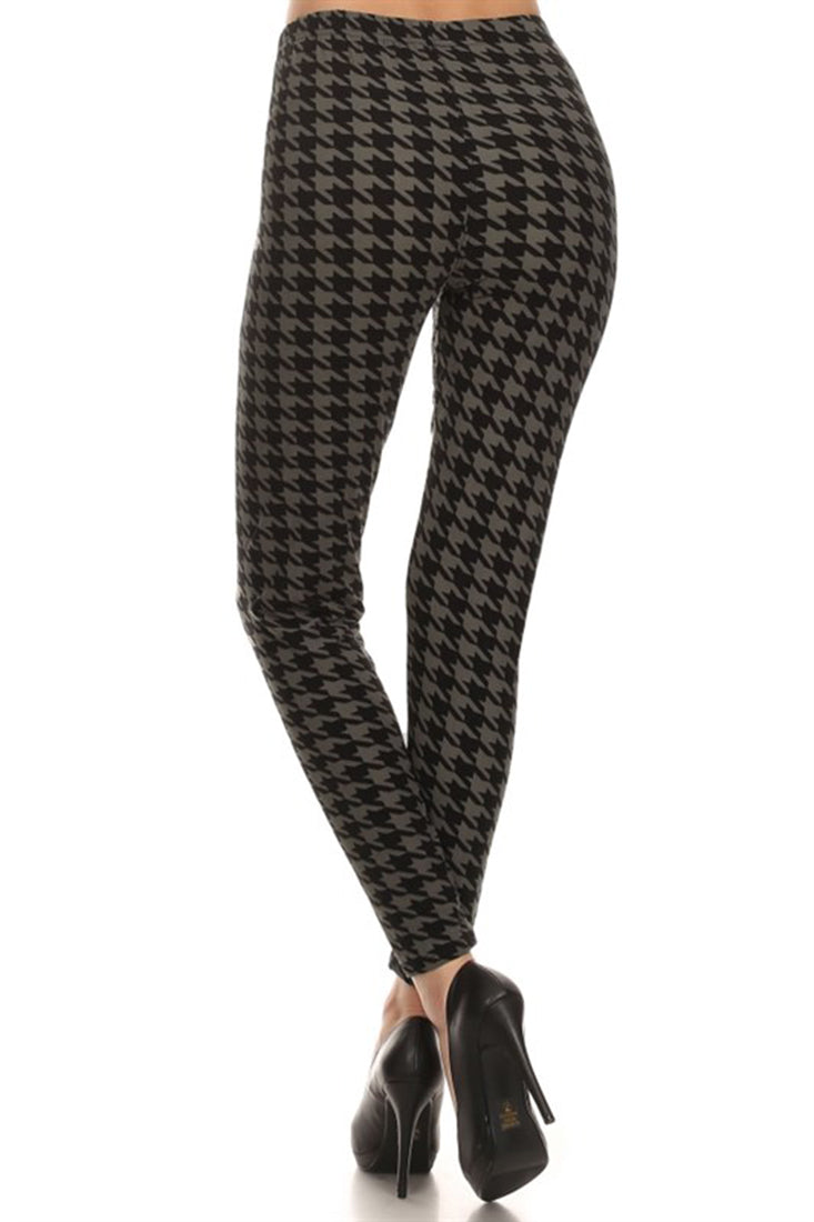 Black Grey Geo Houndstooth Leggings leggings- Niobe Clothing