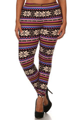 Niobe Clothing Multicolor Snowflakes Design Plus Size Leggings - leggings