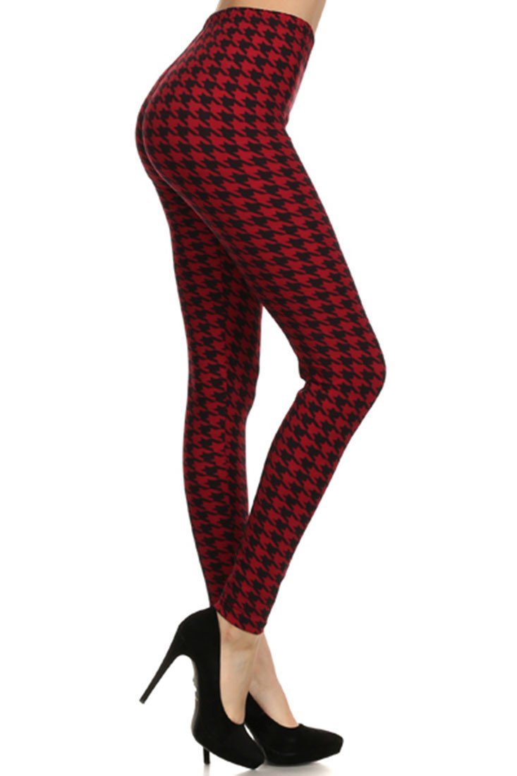 Black Burgundy Geo Design Leggings leggings- Niobe Clothing