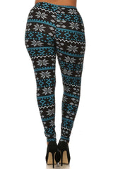 Niobe Clothing Teal Pixel Snowflakes Design Plus Size Leggings - leggings