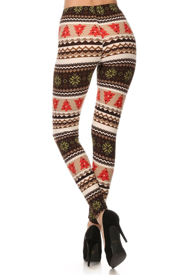 Niobe Clothing Chestnut Christmas Design Leggings - Leggings p_leggings