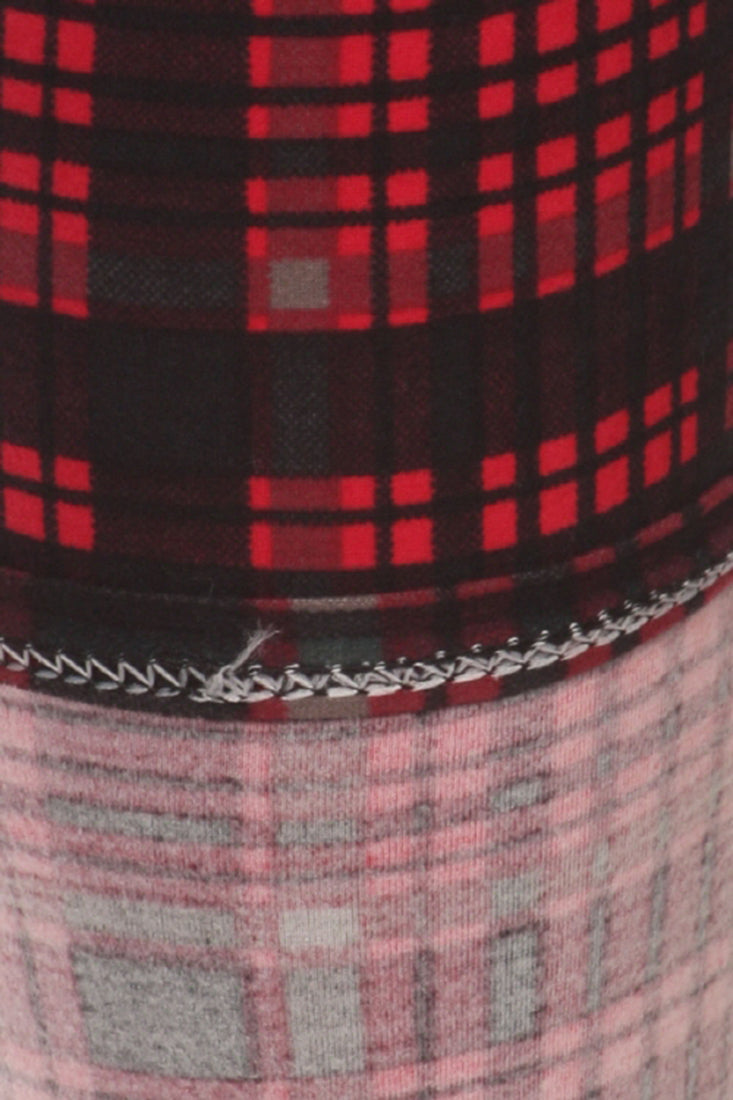 Niobe Clothing Black Red Multi Plaid Design Leggings - Leggings p_leggings