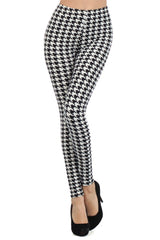 Niobe Clothing Black/White Houndstooth Design Leggings - leggings