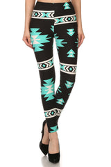Niobe Clothing Mint Tribal Graphic Print Lined Leggings - leggings