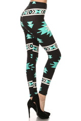 Niobe Clothing Mint Tribal Graphic Print Lined Leggings - leggings