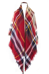 Niobe Clothing Burgundy Plaid Oversized Blanket Scarf - Scarves