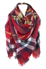Niobe Clothing Burgundy Plaid Oversized Blanket Scarf - Scarves