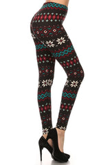 Black Multi Pixel Snowflake Design Leggings leggings- Niobe Clothing